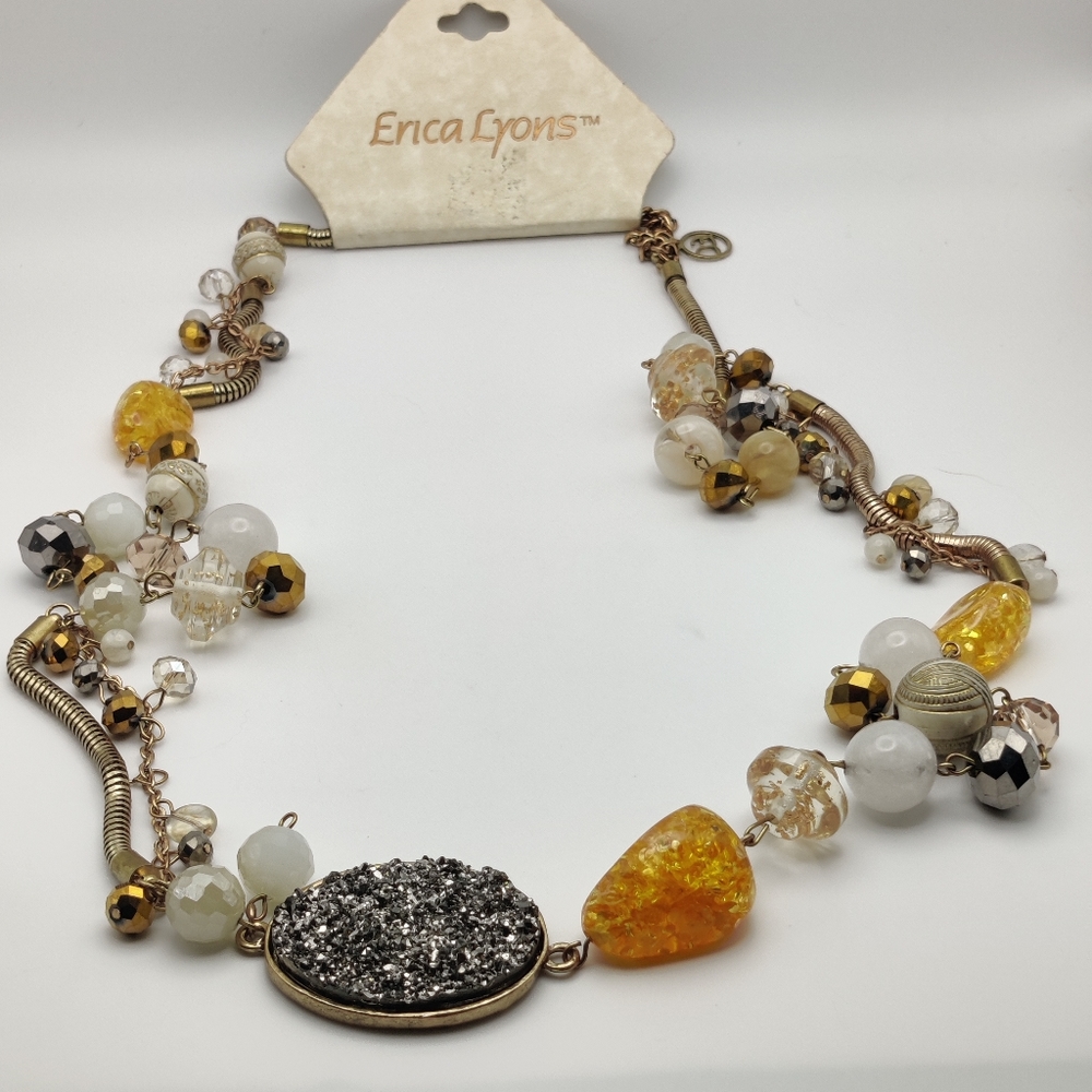 Erica Lyons Long Druzy Necklace NWT